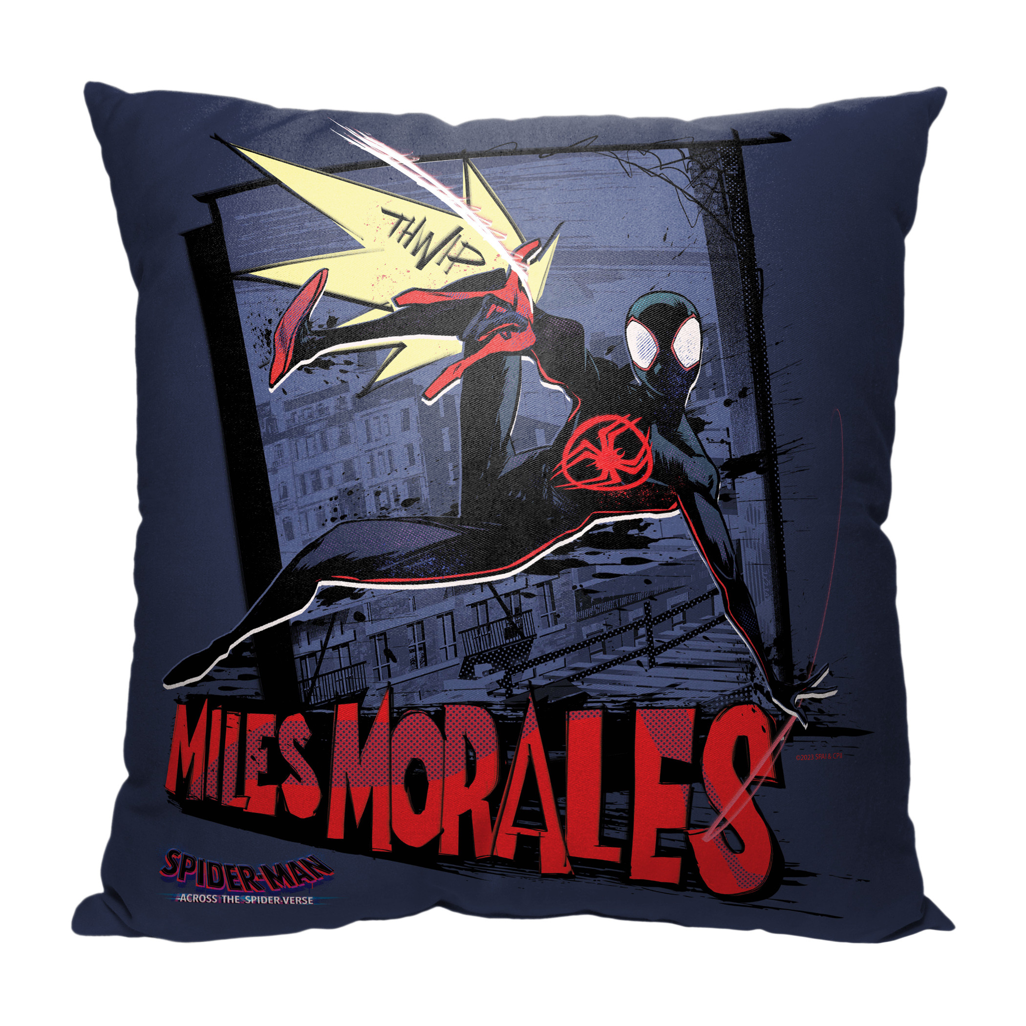 Spider-Verse Miles Morales Thwip 18"x18" Throw Pillow
